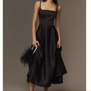 Anthropologie Mare Mare Rosalie Sleeveless Square Neck MIDI Dress Large Black